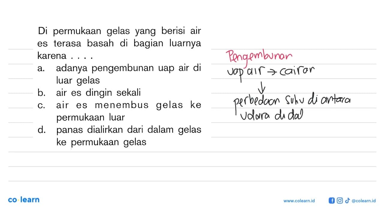 Di permukaan gelas yang berisi air es terasa basah di