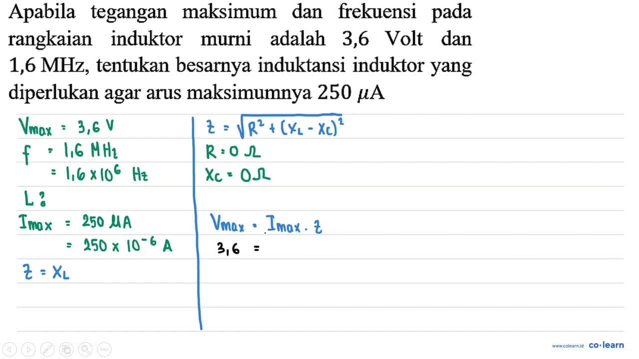 Apabila tegangan maksimum dan frekuensi pada rangkaian