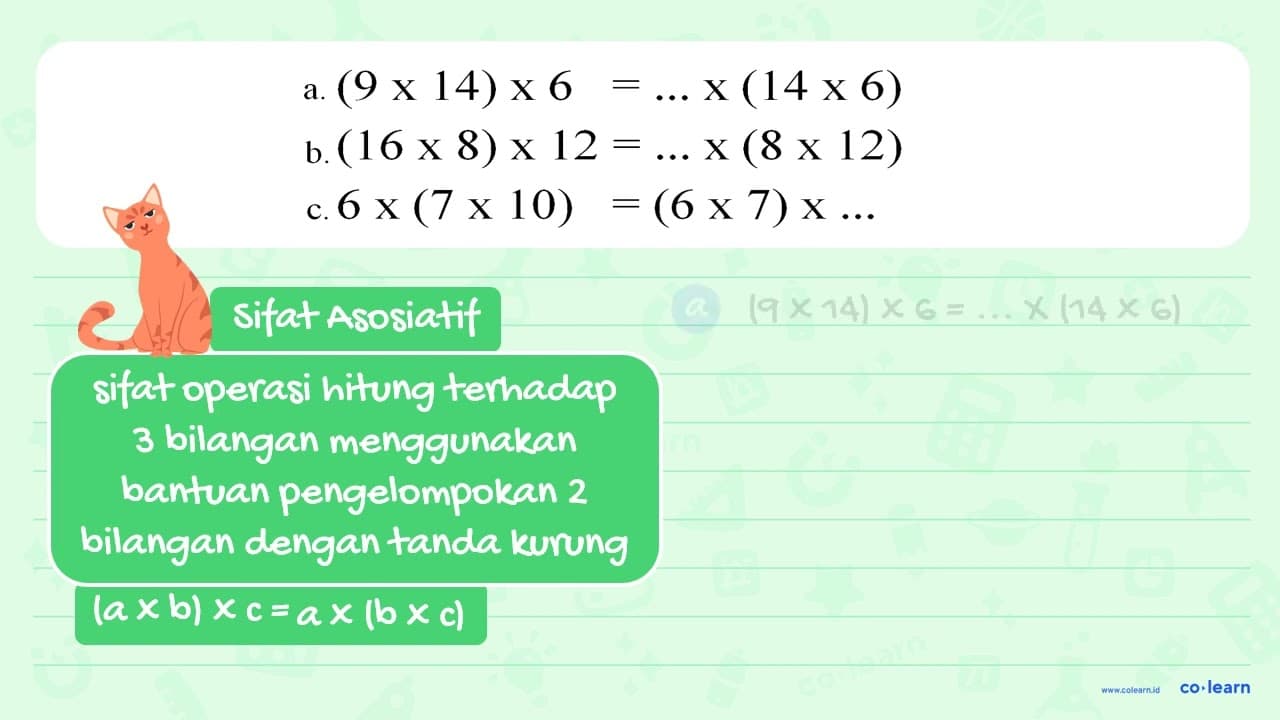 a. (9 x 14) x 6 = ... x (14 x 6) b. (16 x 8) x 12 = ... x