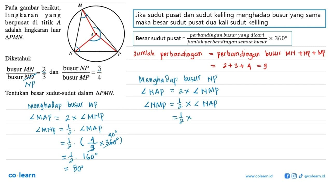 Pada gambar berikut, lingkaran y ang berpusat di titik A