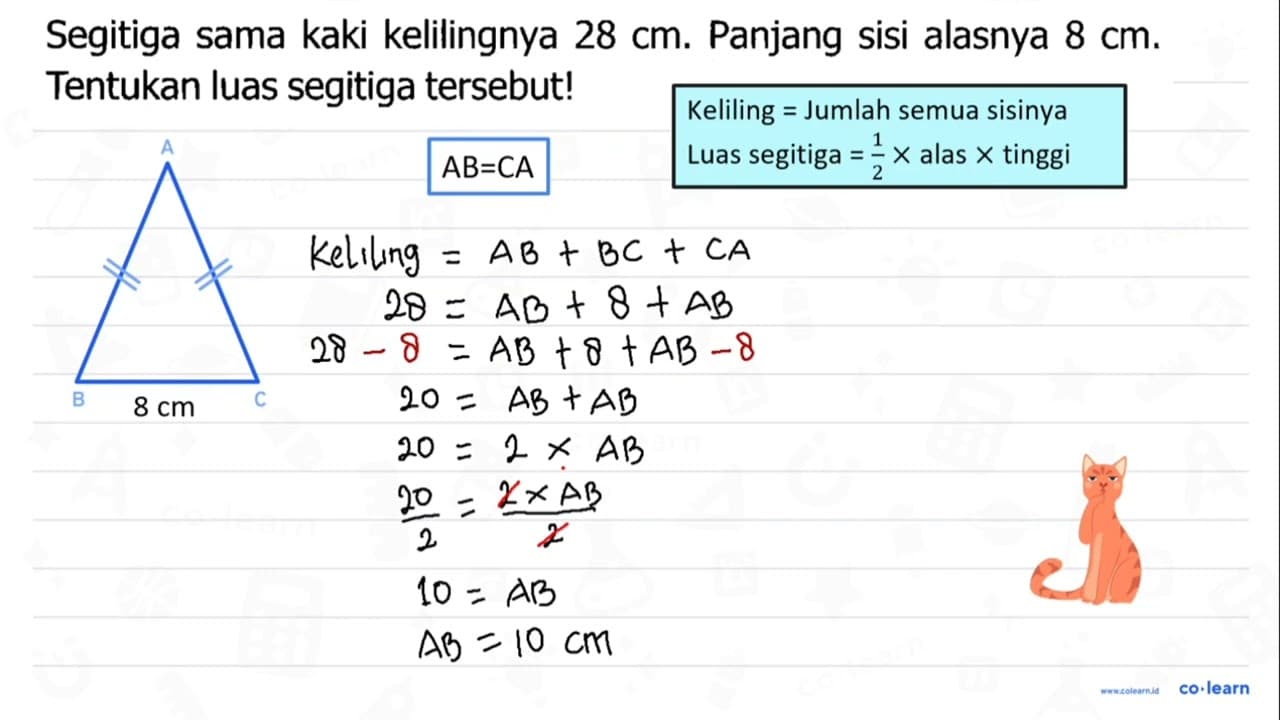 Segitiga sama kaki kelilingnya 28 cm . Panjang sisi alasnya