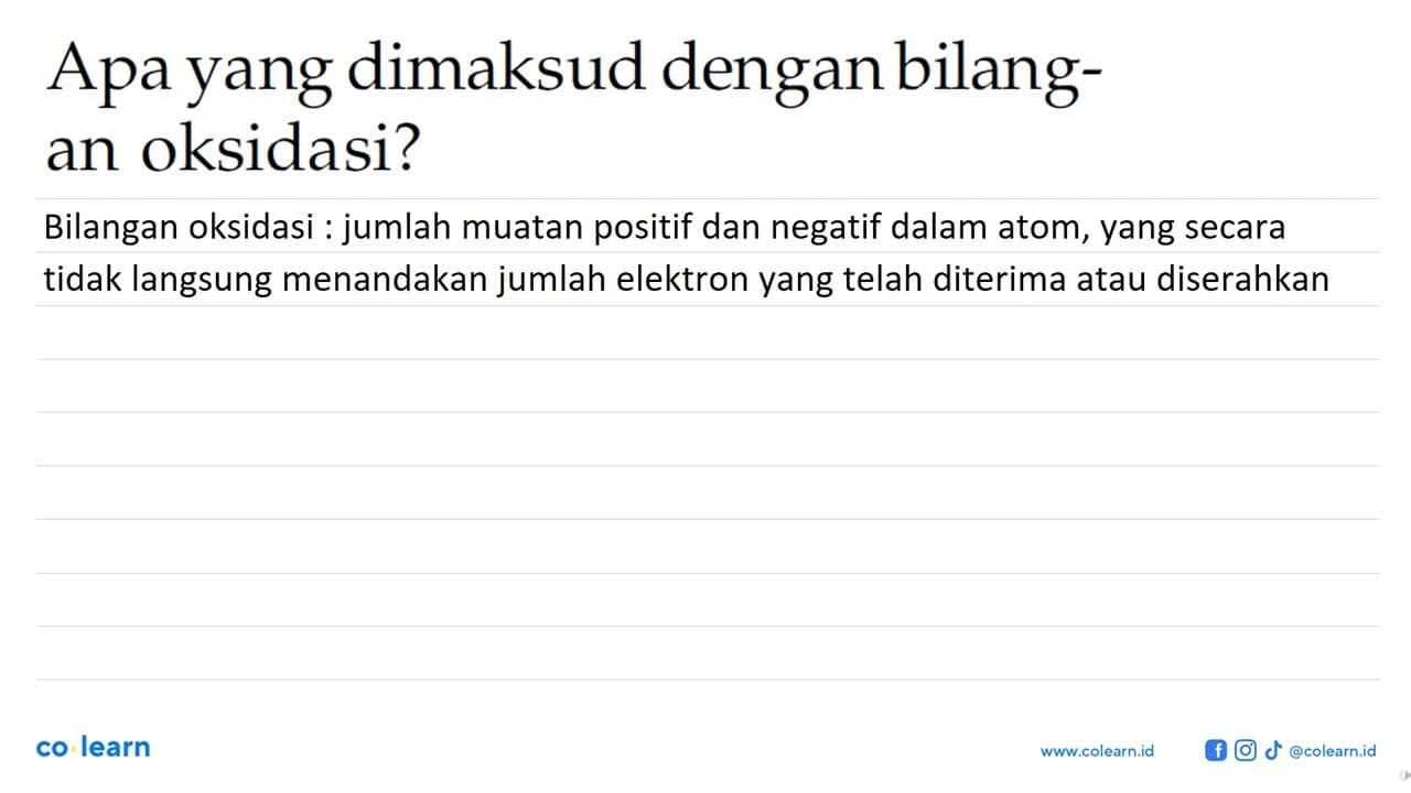 Apa yang dimaksud dengan bilangan oksidasi?