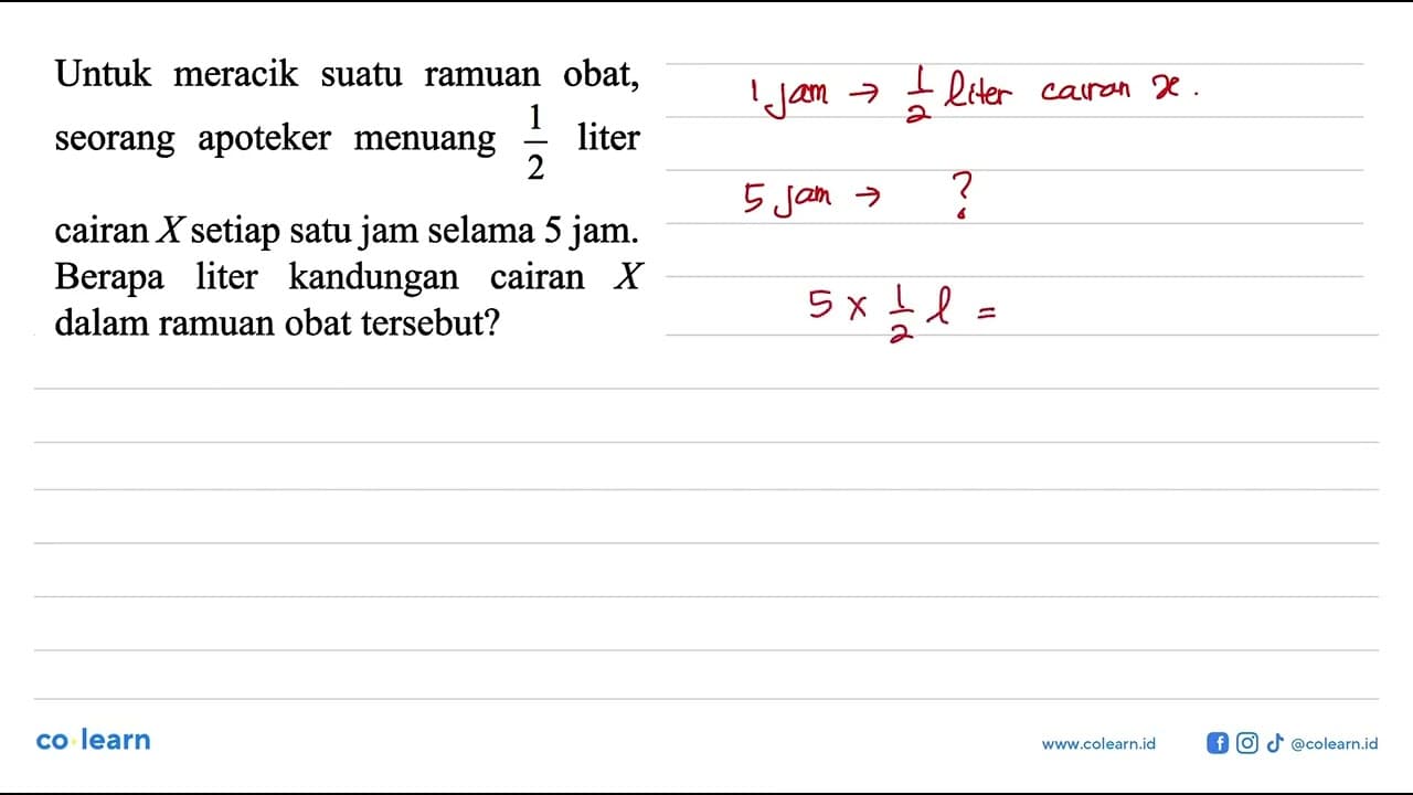 Untuk meracik obat suatu ramuan obat, seorang apoteker