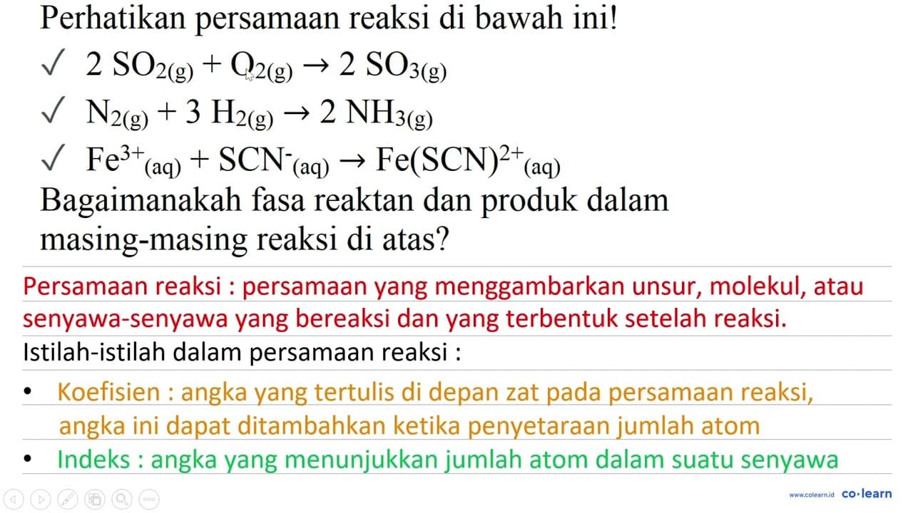 Perhatikan persamaan reaksi di bawah ini! v 2 SO2 (g) + O2