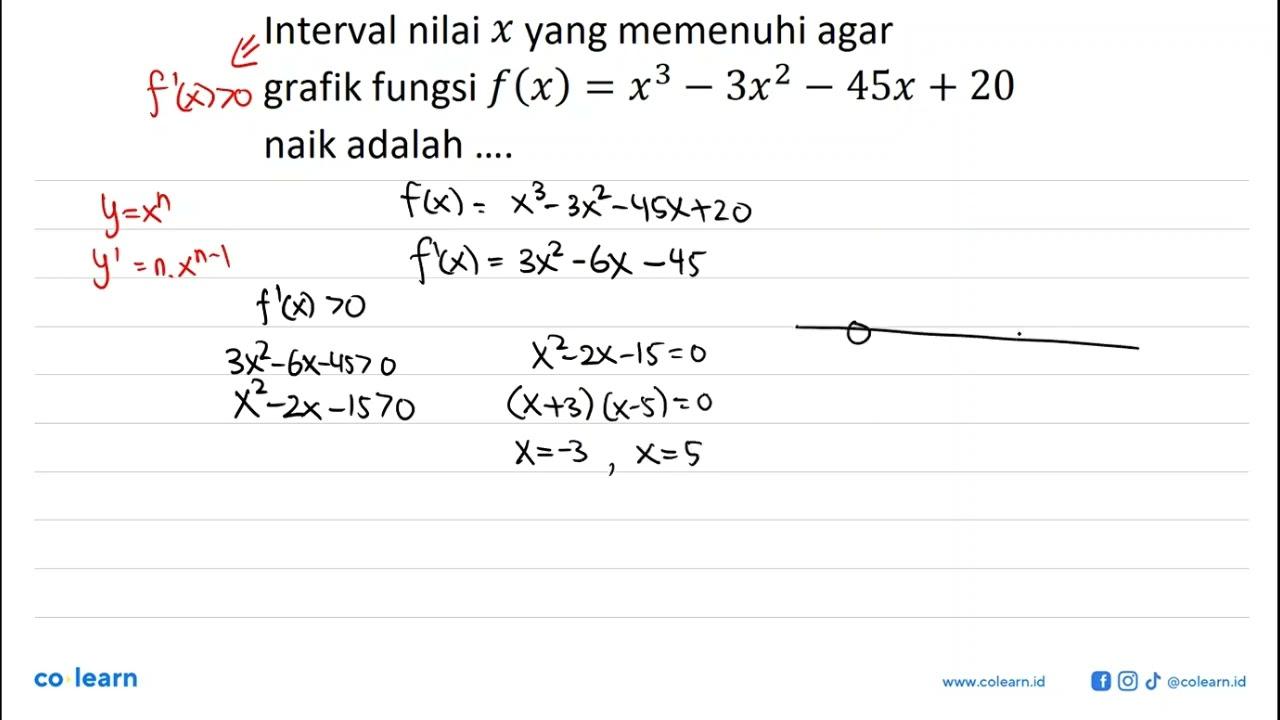 Interval nilai x yang memenuhi agar grafik fungsi f(x) =