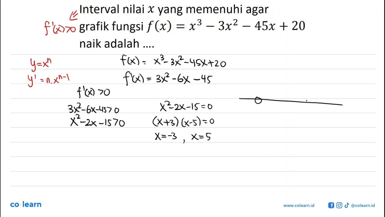 Interval nilai x yang memenuhi agar grafik fungsi f(x) =
