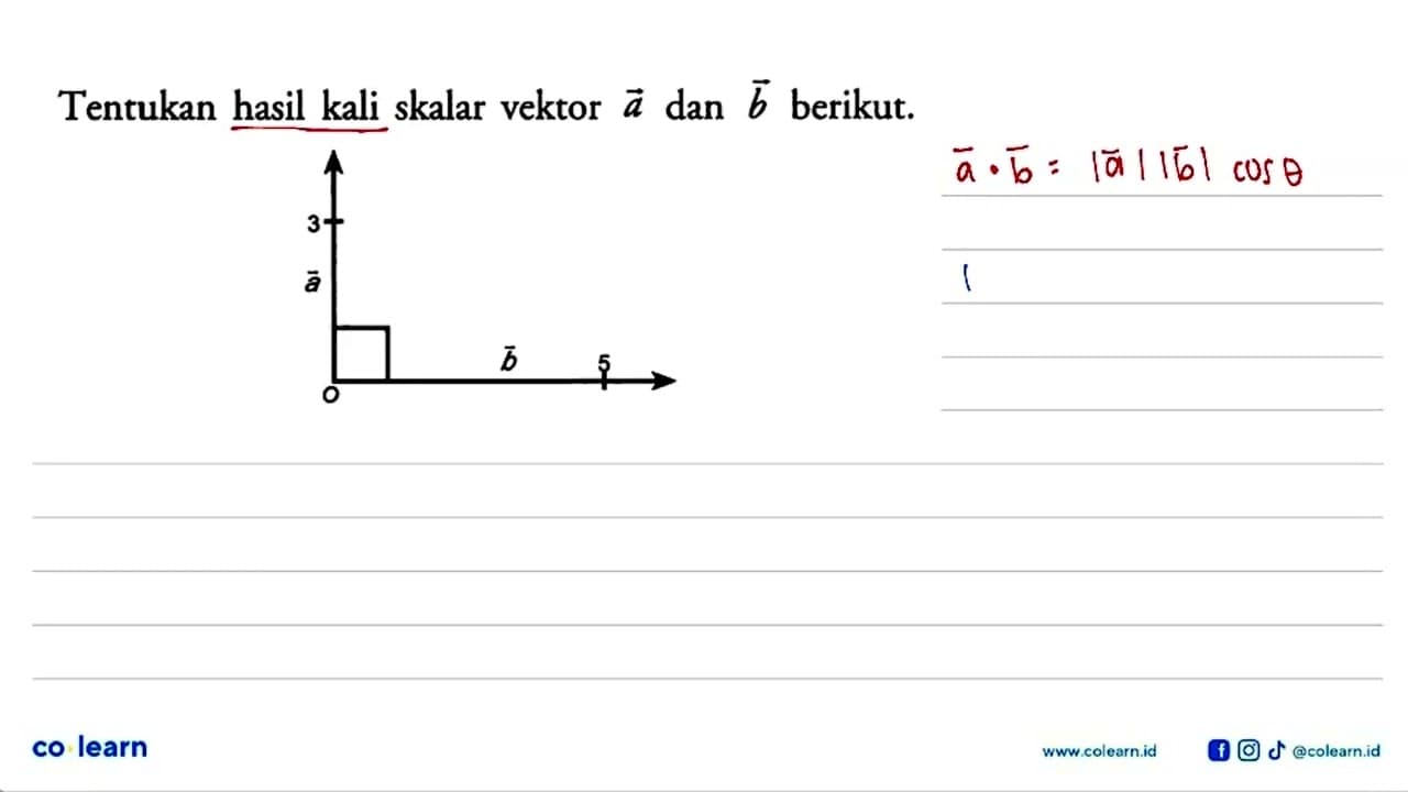 Tentukan hasil kali skalar vektor a dan b berikut. 3 vektor