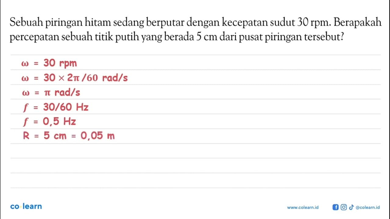 Sebuah piringan hitam sedang berputar dengan kecepatan