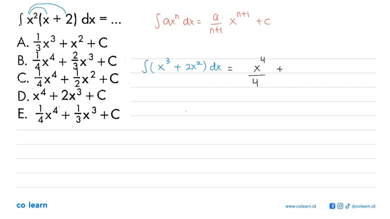 integral x^2(x+2) dx=....