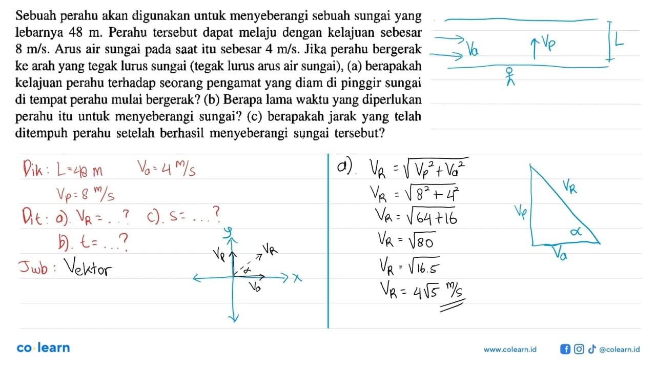 Sebuah perahu akan digunakan untuk menyeberangi sebuah