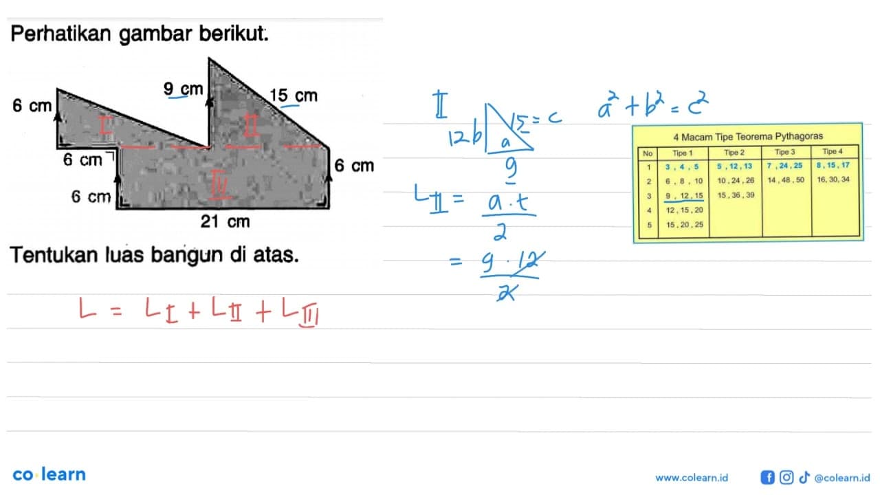 Perhatikan gambar berikut: 9 cm 15 cm 6 cm 6 cm 6 cm 6 cm