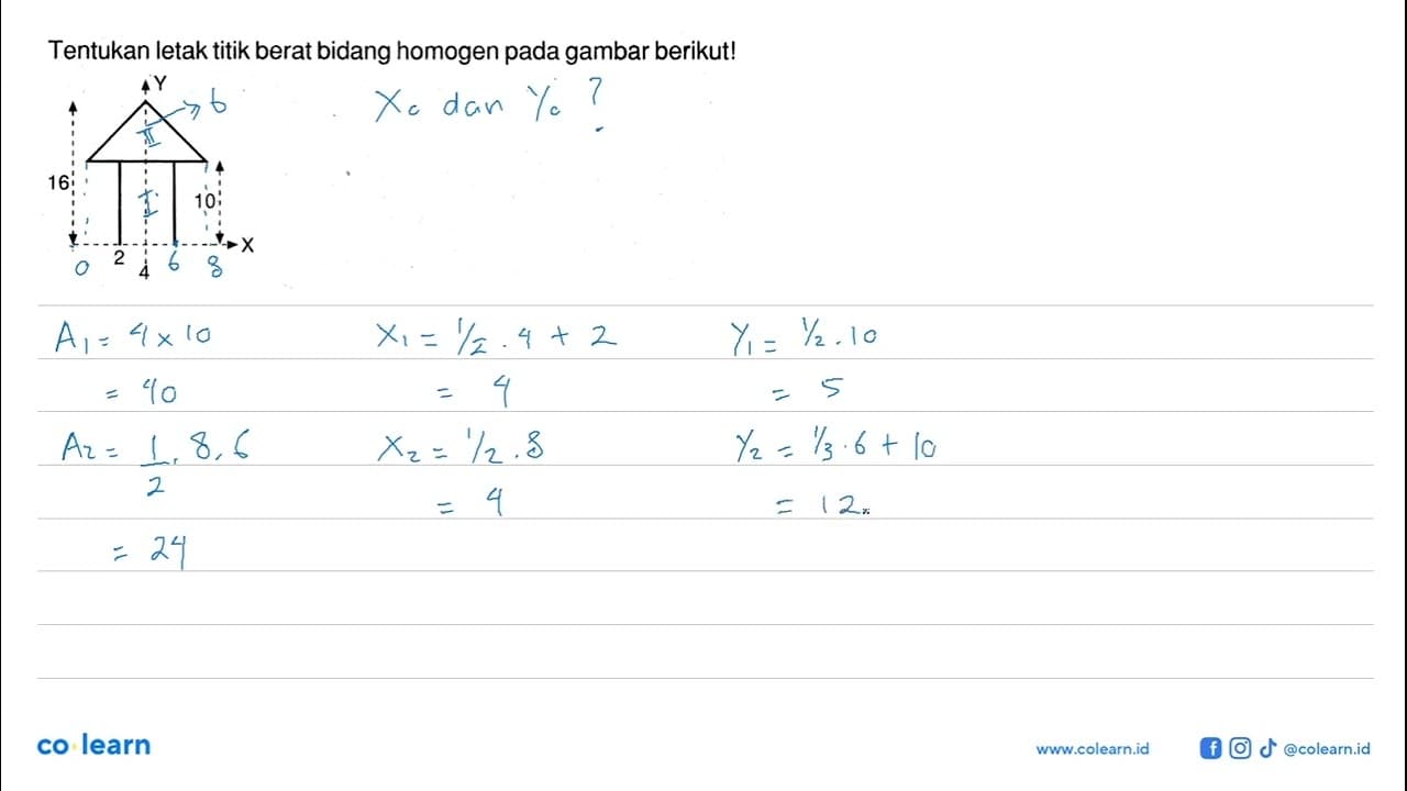 Tentukan letak titik berat bidang homogen pada gambar