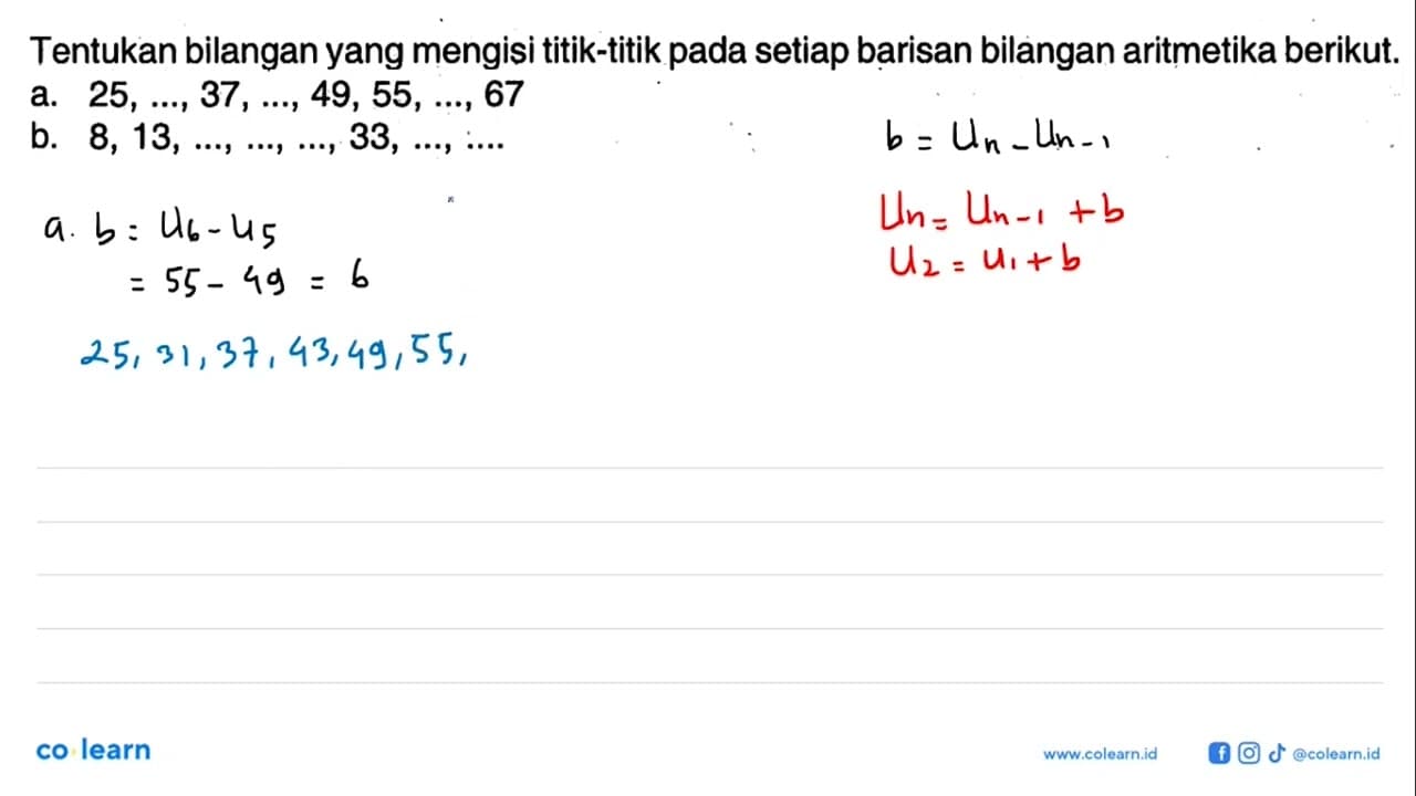 Tentukan bilangan yang mengisi titik-titik pada setiap