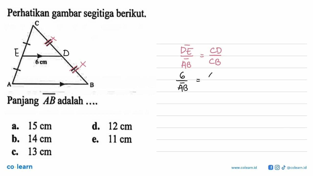 Perhatikan gambar segitiga berikut. ABC 6 cmPanjang AB