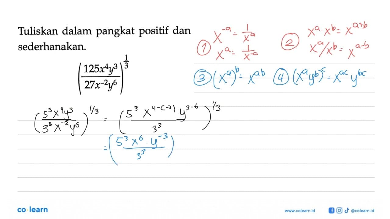 Tuliskan dalam pangkat positif dan sederhanakan. ((125x^4