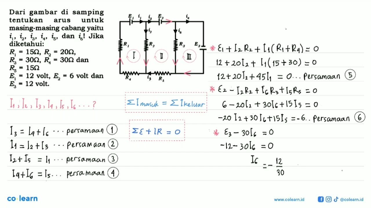 Dari gambar di samping tentukan arus untuk masing-masing