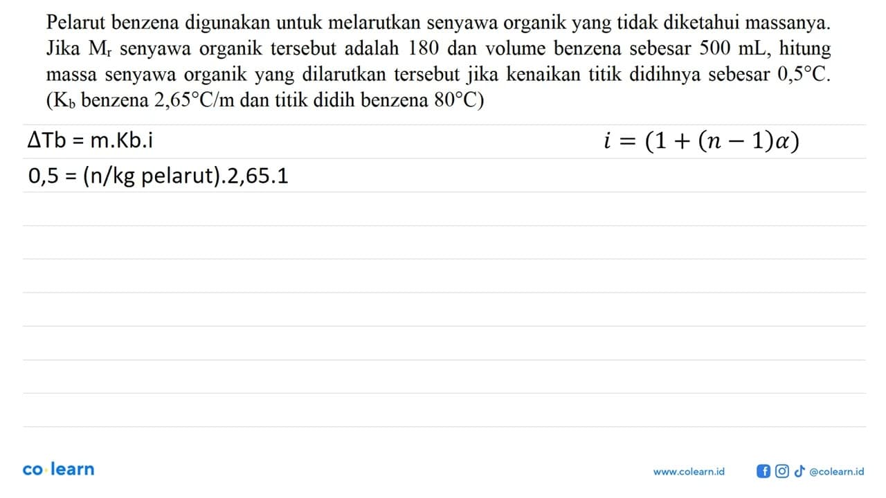 Pelarut benzena digunakan untuk melarutkan senyawa organik