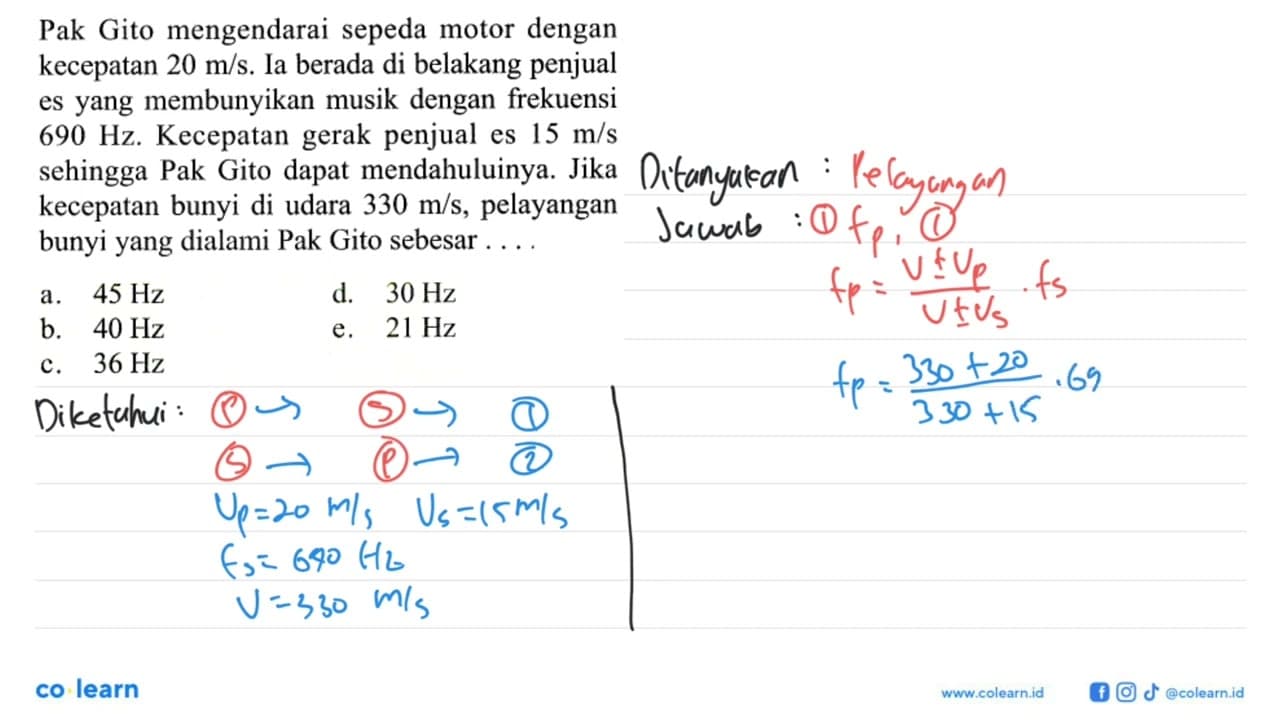 Pak Gito mengendarai sepeda motor dengan kecepatan 20 m/s .