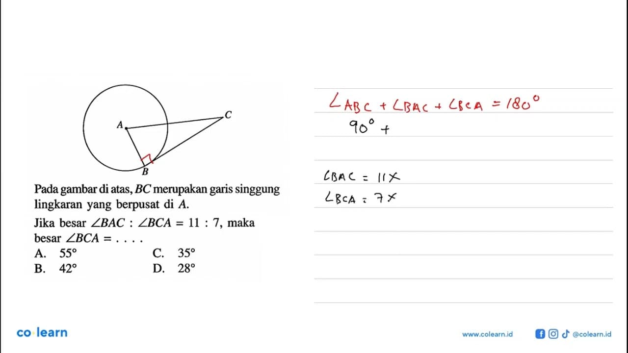 A C B Pada gambar di atas, BC merupakan garis singgung