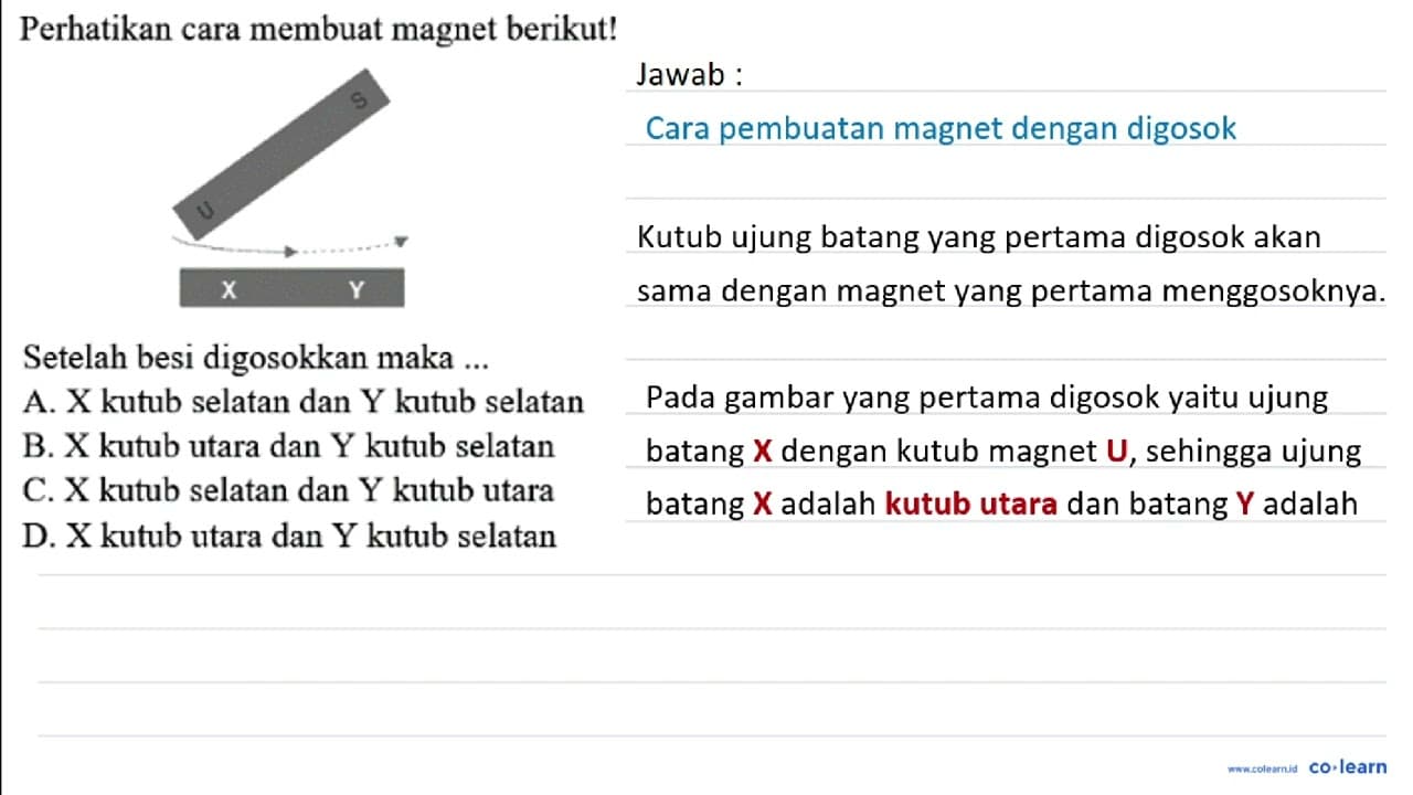 Perhatikan cara membuat magnet berikut! x y Setelah