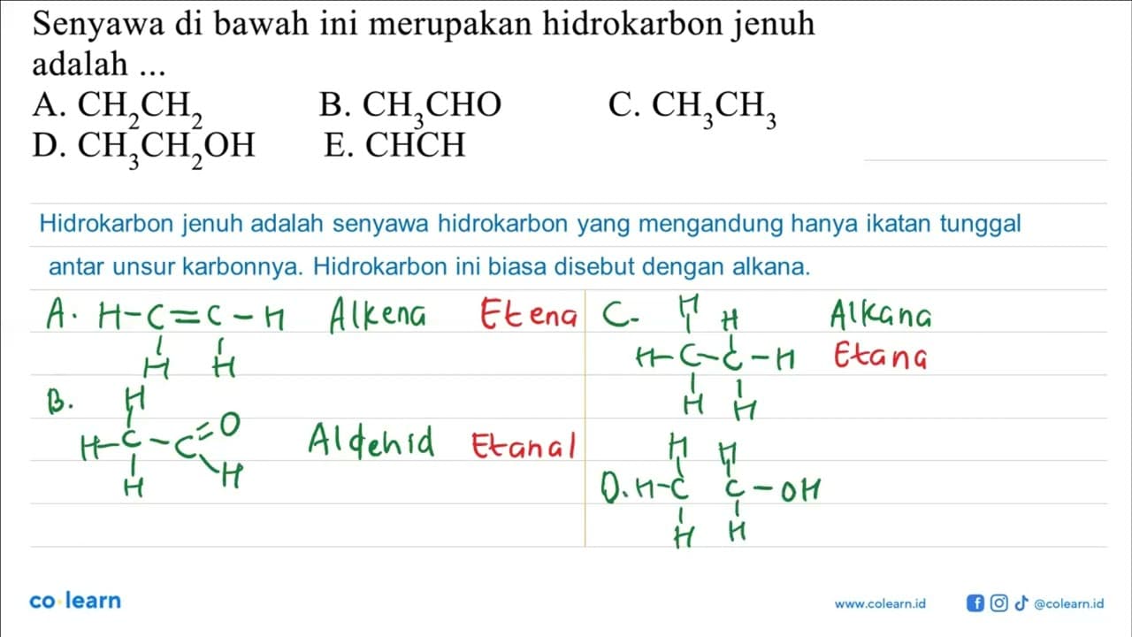 Senyawa di bawah ini merupakan hidrokarbon jenuh adalah A.