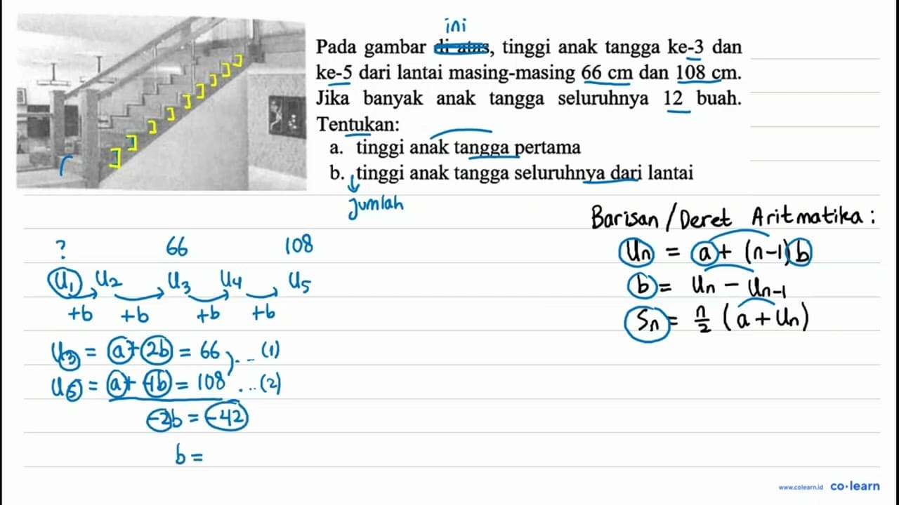 tangga Pada gambar di atas, tinggi anak tangga ke-3 dan ke-