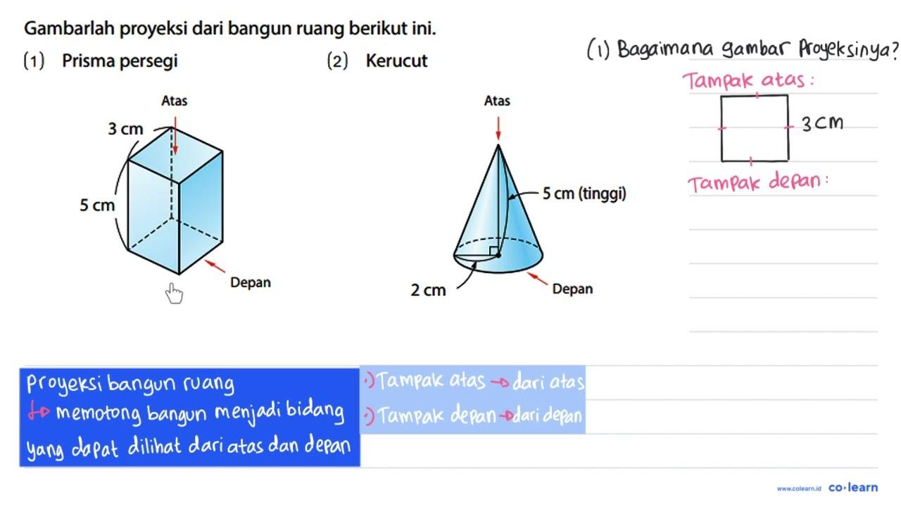 Gambarlah proyeksi dari bangun ruang berikut ini. (1)