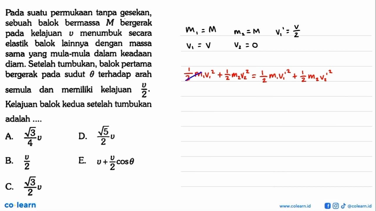 Pada suatu permukaan tanpa gesekan, sebuah balok bermassa M