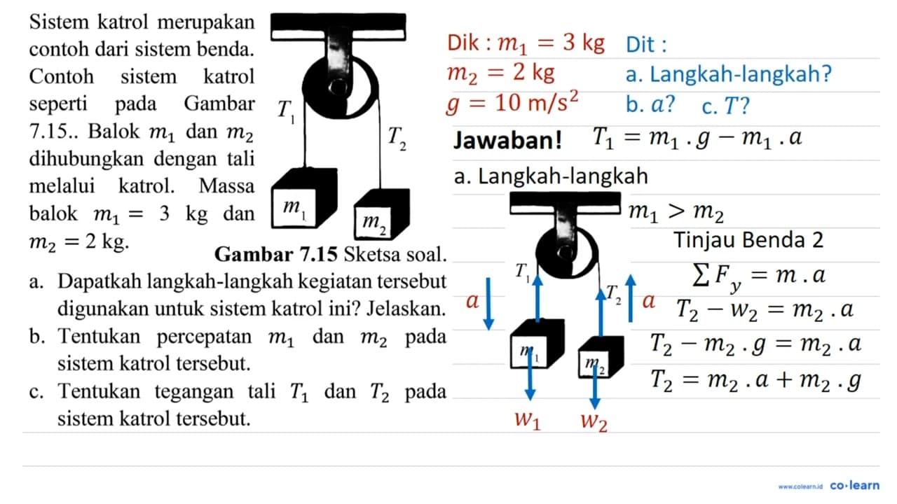 Sistem katrol merupakan contoh dari sistem benda. Contoh