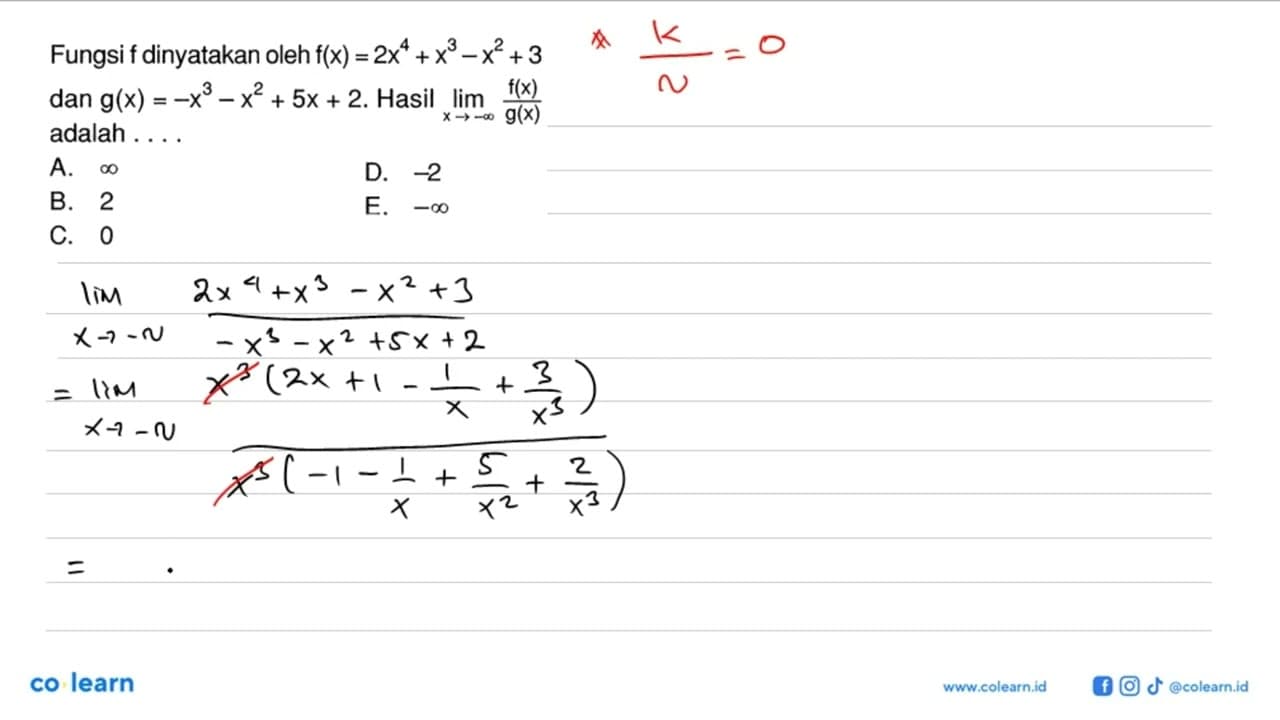 Fungsi f dinyatakan oleh f(x)=2x^4+x^3-x^2+3 dan