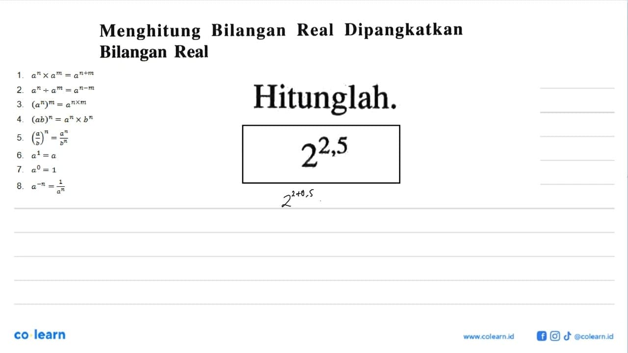 Menghitung Bilangan Real Dipangkatkan Bilangan Real