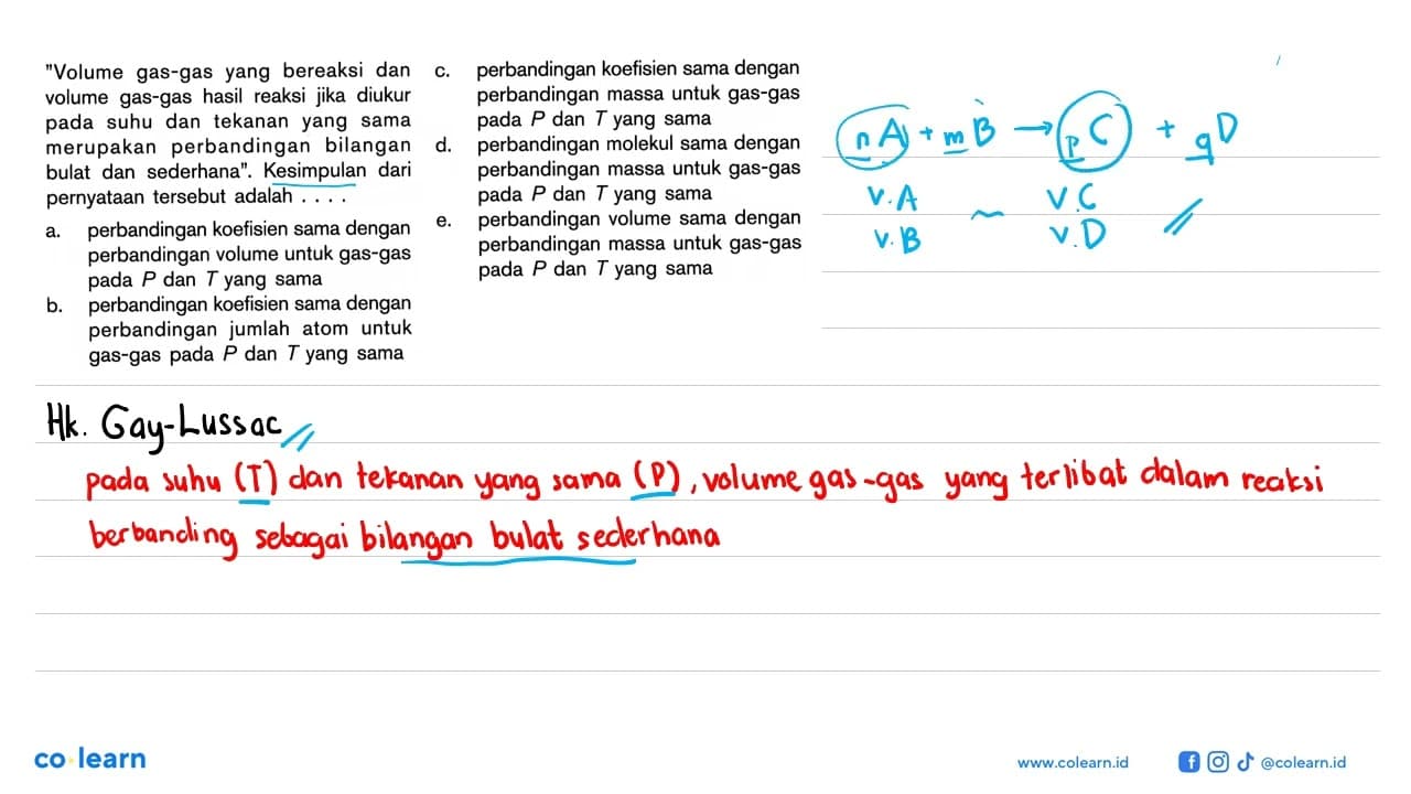 'Volume gas-gas yang bereaksi dan volume gas-gas hasil