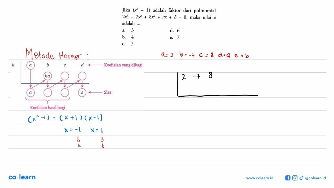 Jika (x^2-1) adalah faktor dari polinomial