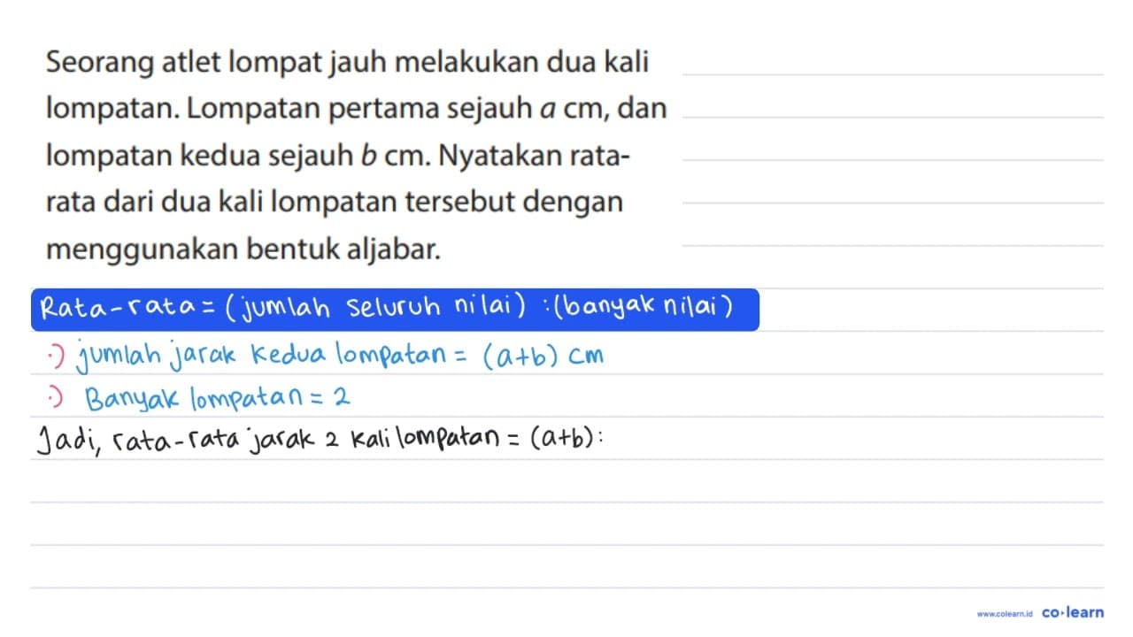 Seorang atlet lompat jauh melakukan dua kali lompatan.