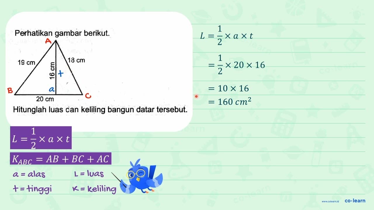 Perhatikan gambar berikut. Hitunglah luas can keliling