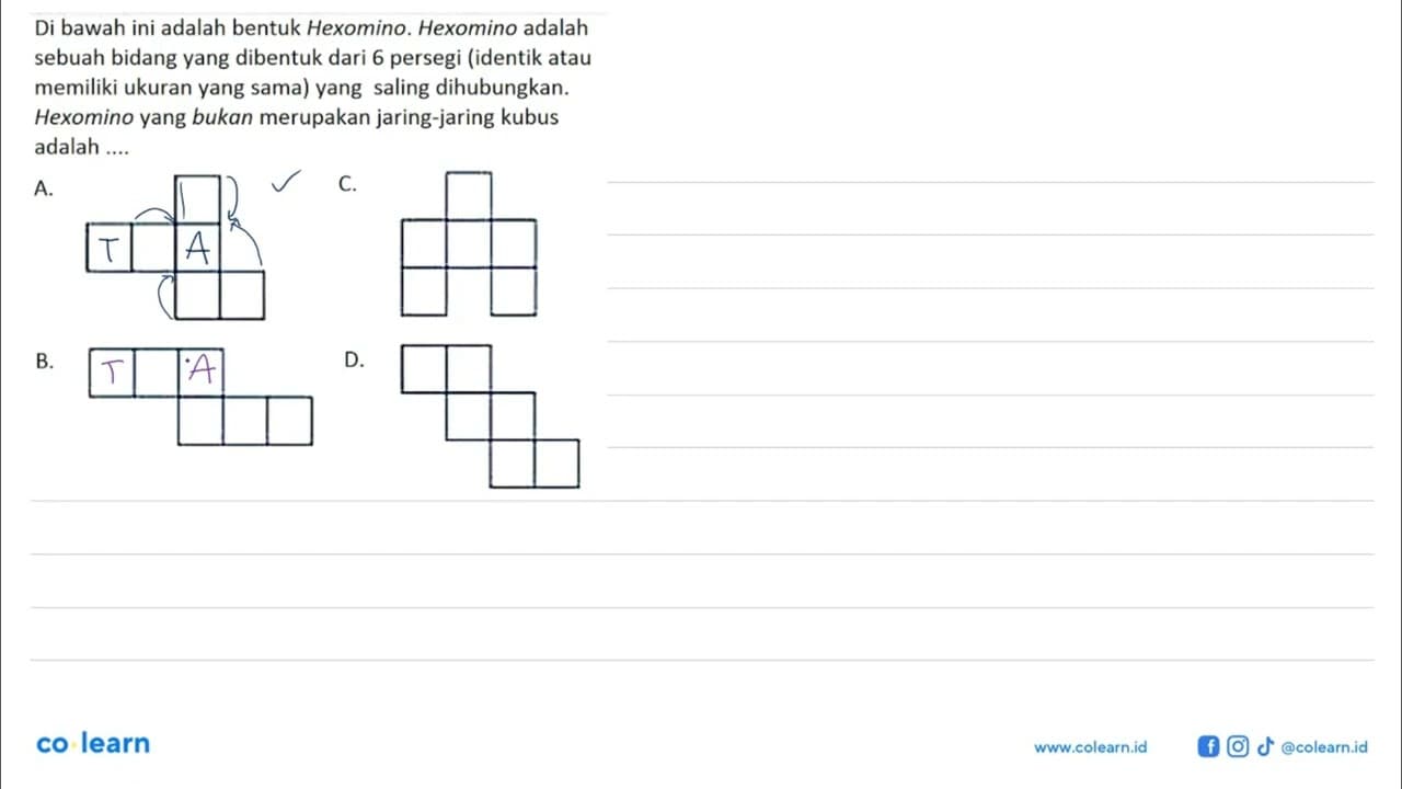 Di bawah ini adalah bentuk Hexomino. Hexomino adalah sebuah