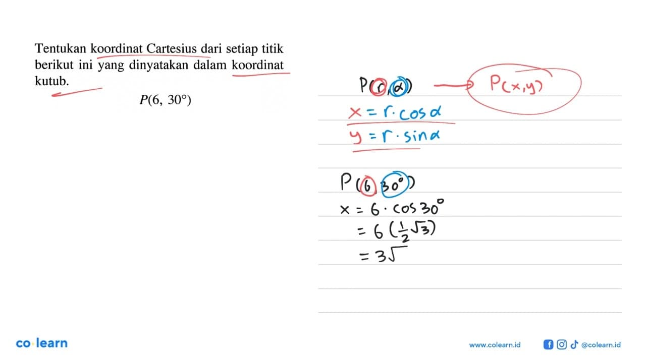 Tentukan koordinat Cartesius dari setiap titik berikut ini