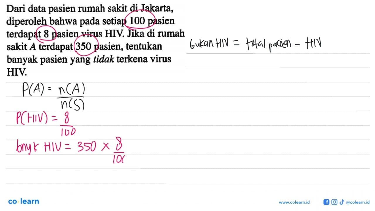 Dari data pasien rumah sakit di Jakarta, diperoleh bahwa