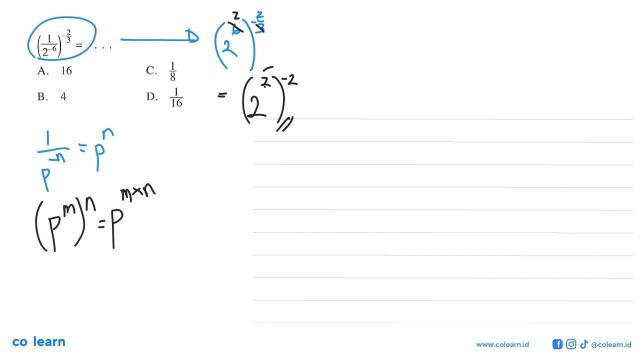 (1/(2^-6))^(-2/3) = ....