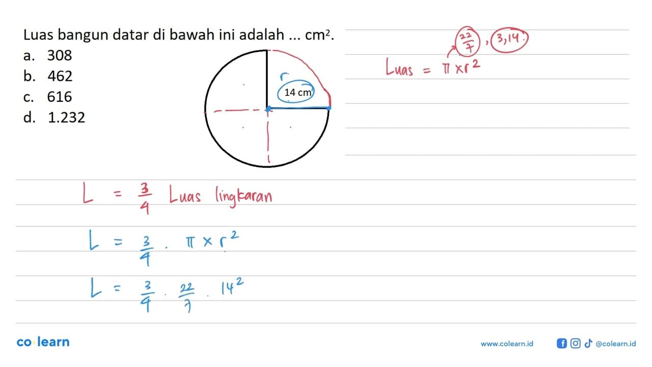 Luas bangun datar di bawah ini adalah ... cm^2.14