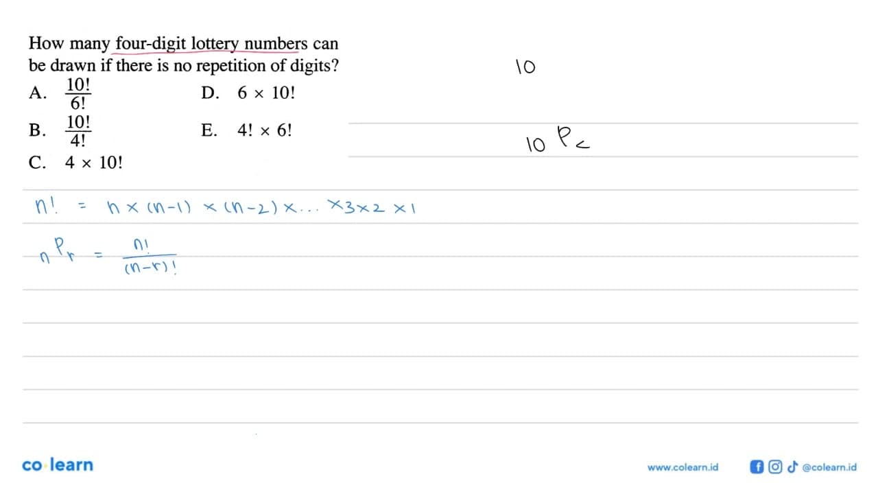 How many four-digit lottery numbers can be drawn if there