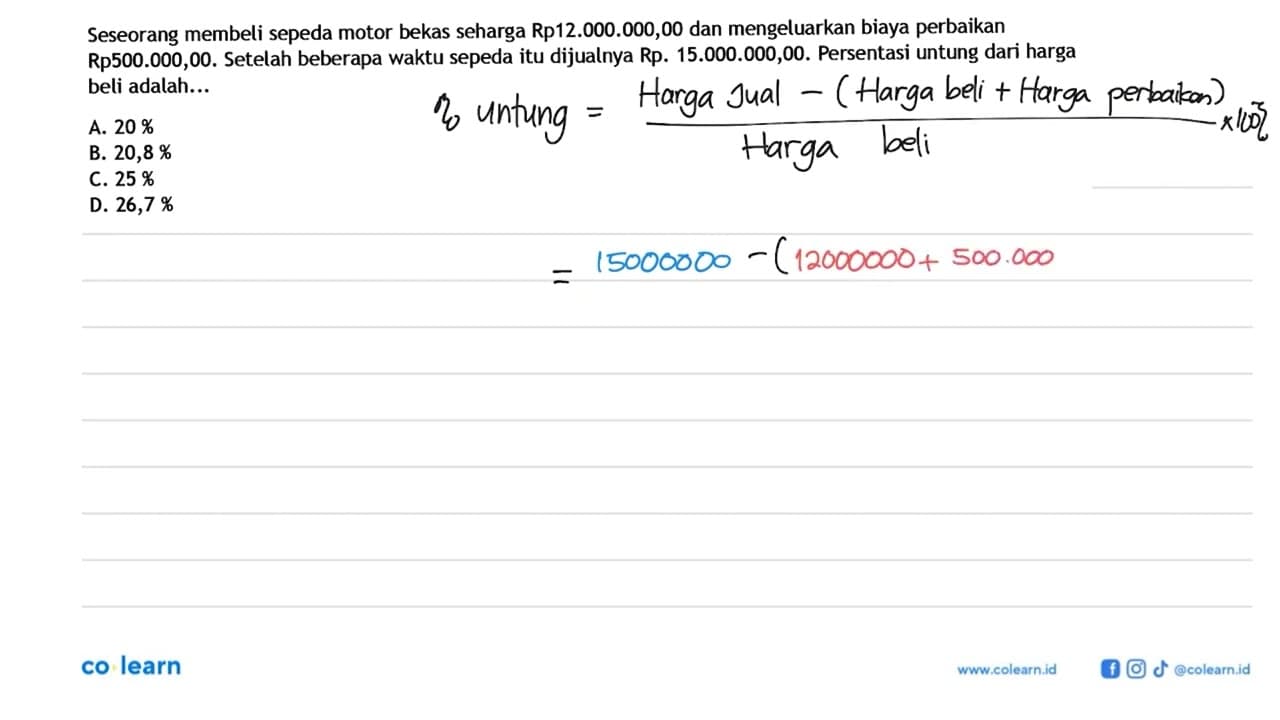 Seseorang membeli sepeda motor bekas seharga