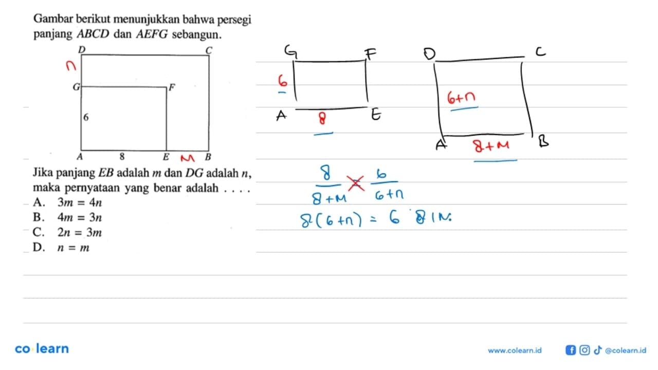 Gambar berikut menunjukkan bahwa persegi panjang ABCD dan