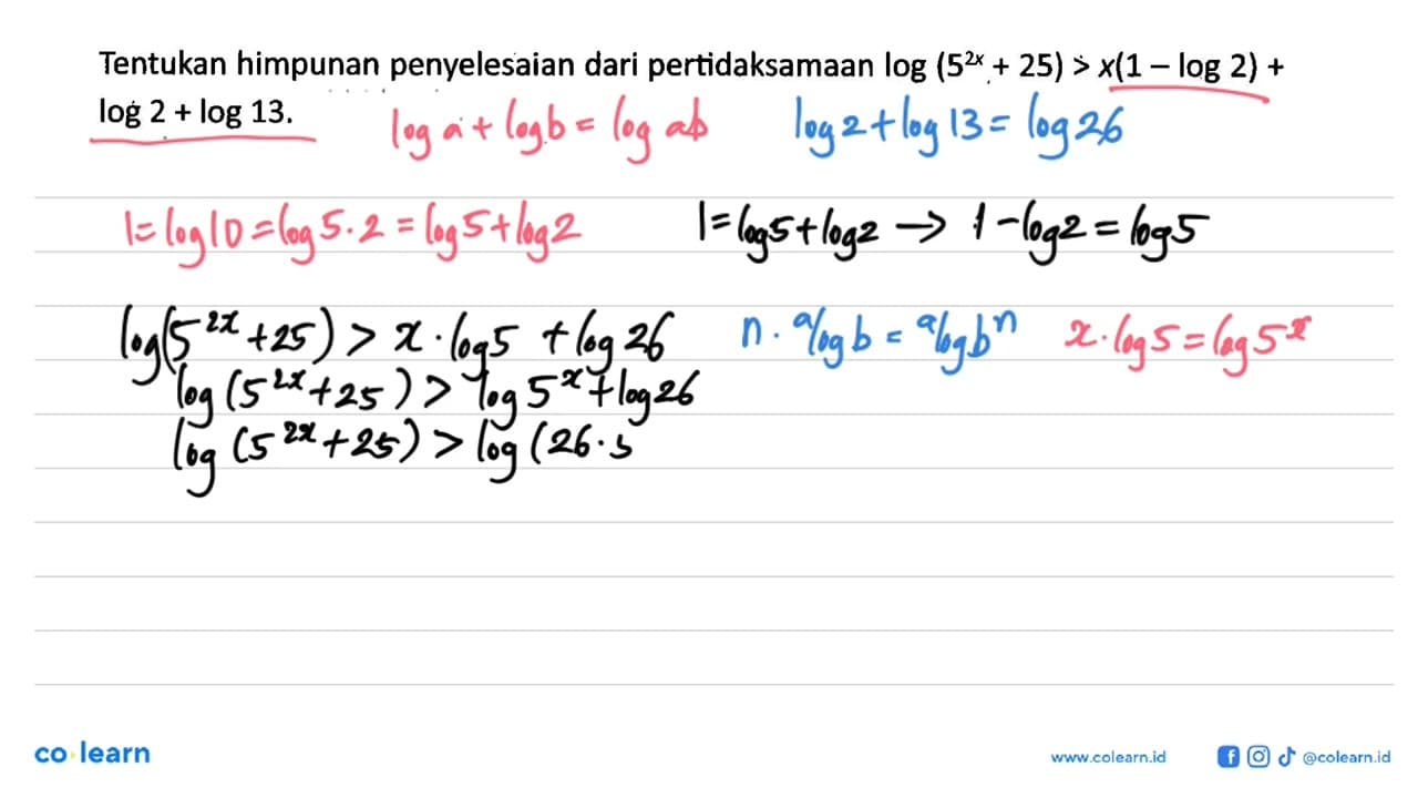 Tentukan himpunan penyelesaian dari pertidaksamaan