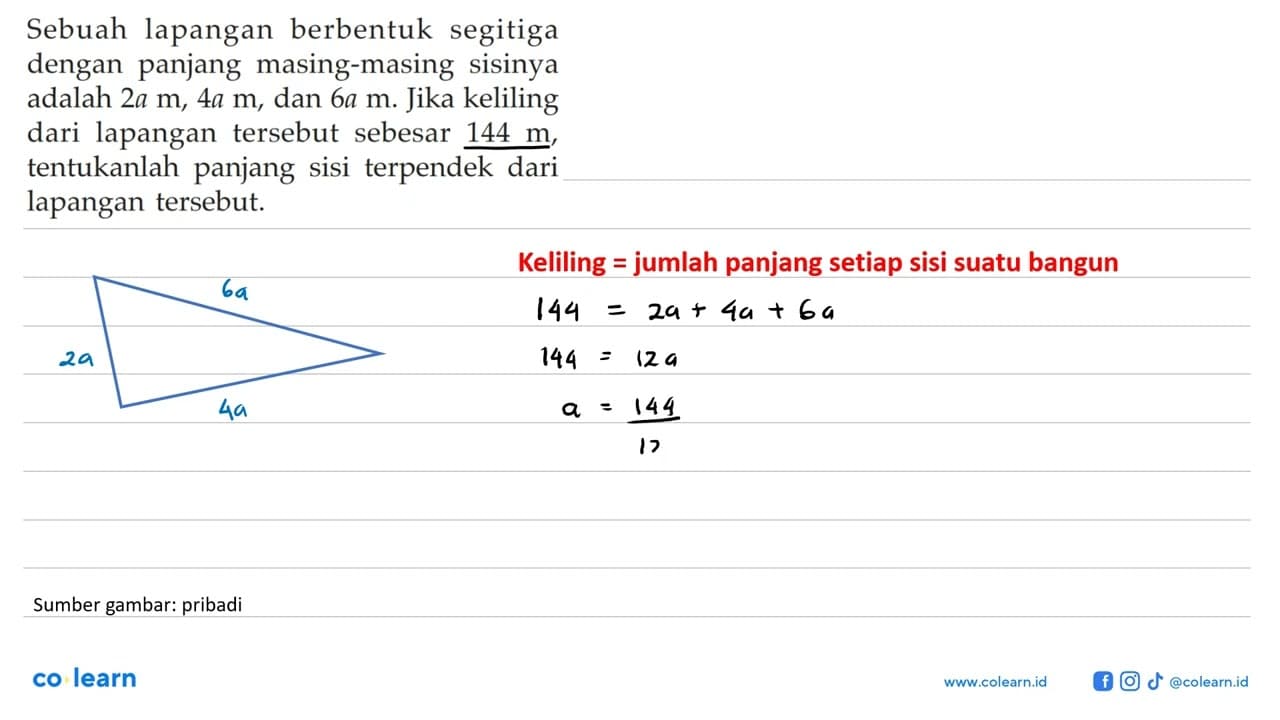 Sebuah lapangan berbentuk segitiga dengan panjang