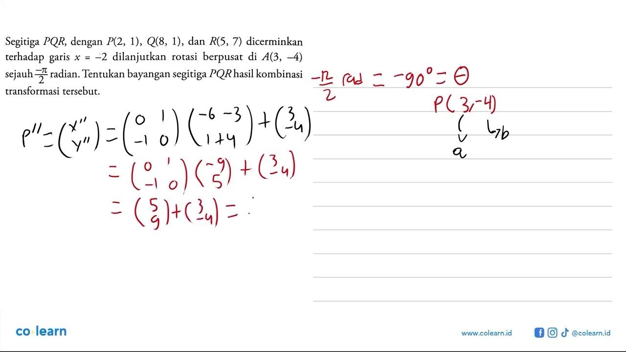 Segitiga PQR, dengan P(2, 1), Q(8, 1), dan R(S, 7)