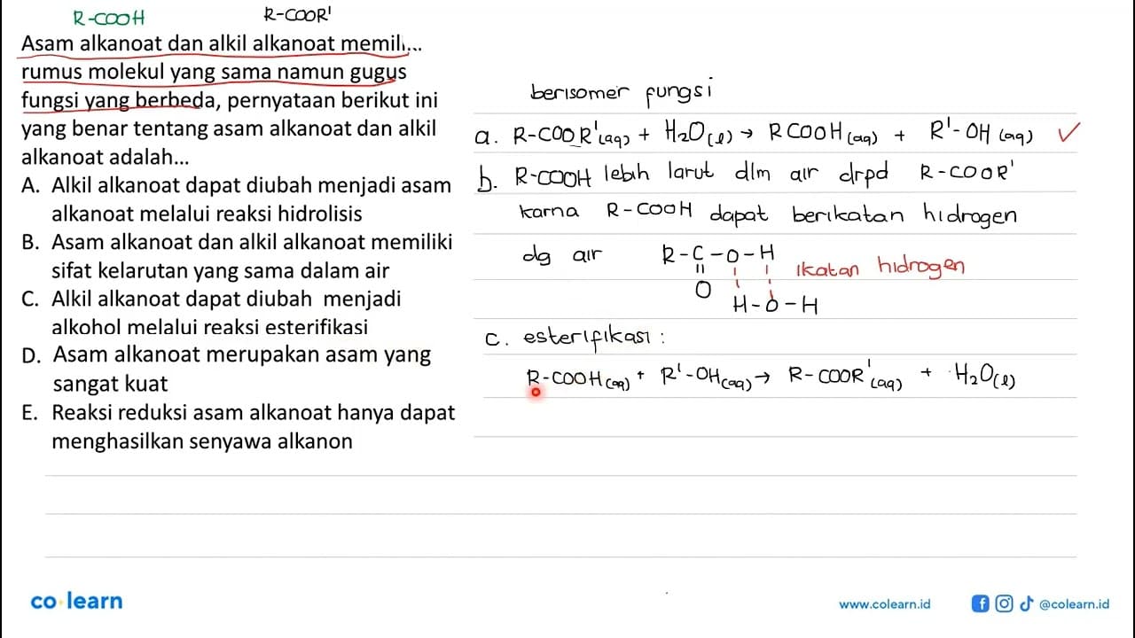 Agam alkanoat dan alkil alkanoat memiliki rumus molekul