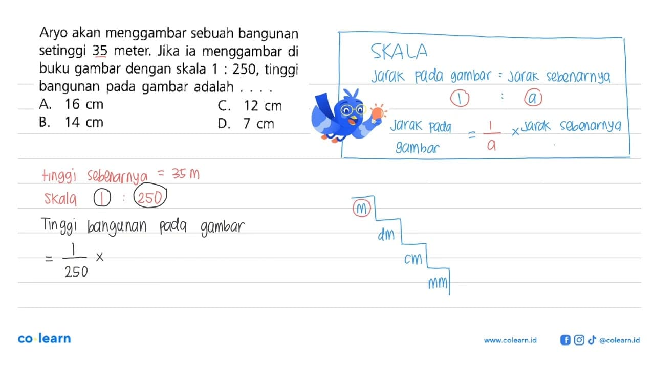 Aryo akan menggambar sebuah bangunan setinggi 35 meter.