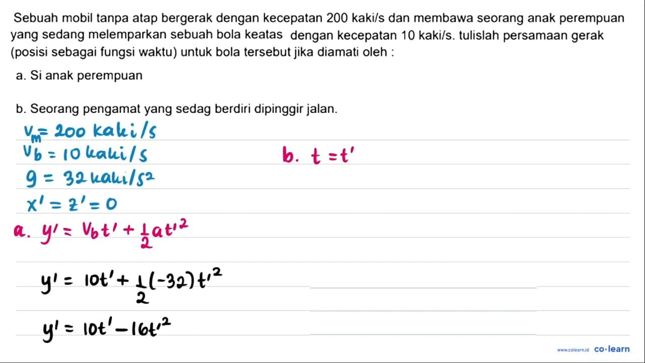 Sebuah mobil tanpa atap bergerak dengan kecepatan 200