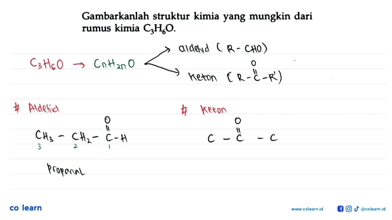 Gambarkanlah struktur kimia yang mungkin dari rumus kimia